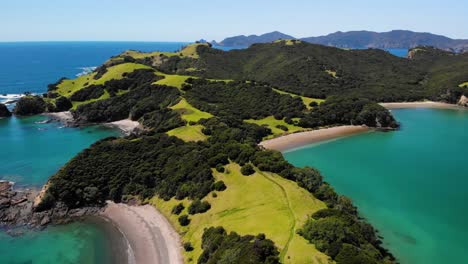 Birds-eye-view-of-Urupukapuka-Island,-New-Zealand