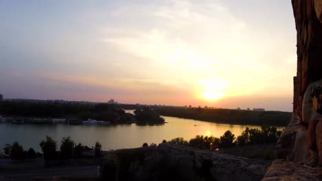 Confluence-of-Sava-and-Danube-in-Belgrade,-time-lapse