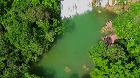 Cascading-waterfall-in-the-Pantanal-Matogrossense-National-Park-in-Brazil---aerial-reveal