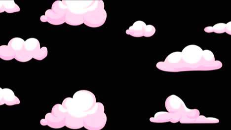 Animación-Nubes-Rosas-Esponjosas-Moviéndose-De-Abajo-Hacia-Arriba-Sobre-Fondo-Negro