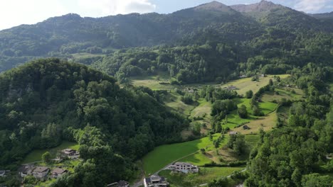 Landscape-in-Gäsi-Betlis,-Walensee-Glarus,-Weesen-Walenstadt,-Switzerland--drone-shot