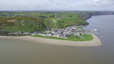 Wide-aerial-view-of-Passage-East-Village-Waterford-Ireland-on-the-Suir-River