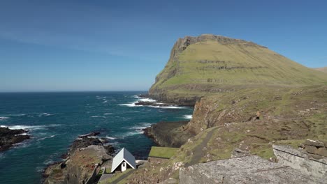 Rocky-Coastline-Of-Hvalba-Village-In-The-Northeast-Of-Suduroy-In-The-Faroe-Islands