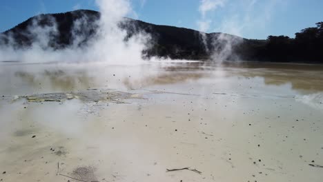 Steam-on-Active-Geothermal-Area-in-Taupo-Volcanic-Zone,-North-Island-New-Zealand