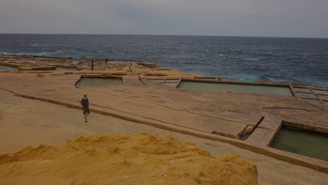 Salt-pans-at-Xwejni-Bay-in-the-northern-part-of-Gozo,-Malta---time-lapse