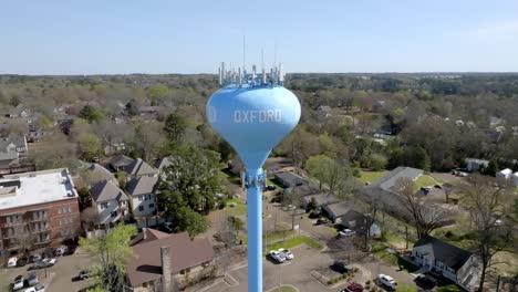 Oxford,-Mississippi-water-tower-with-drone-video-pulling-back