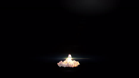 Weltraumraketenstart-Mit-Feuer-Und-Rauch-Auf-Transparentem-Hintergrund-Für-VFX-Compositing