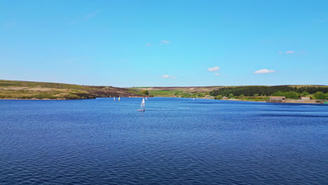 A-wonderful-blue-lake,-Winscar-Reservoir-in-Yorkshire,-provides-the-perfect-stage-for-a-sailing-event