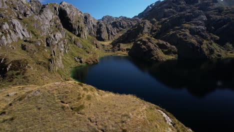 Beautiful-opening-aerial-for-Routeburn-Track-Great-Walk,-New-Zealand-famous-hike