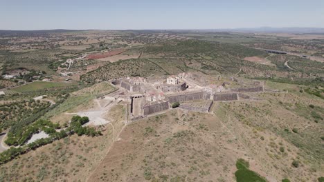 Historic-Fort-Nossa-de-Senhora-da-Graca,-aerial-wide-shot