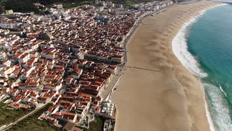 City-of-Nazare-and-beach,-Portugal
