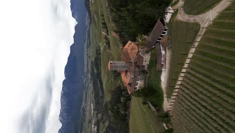 Aerial-view-of-Valer-Castle-or-Castel-Valér,-Tassullo-in-Trentino,-Italy