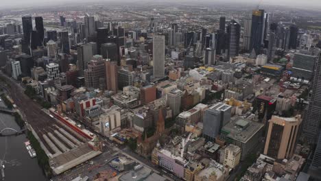 Aerial-view-of-the-Melbourne-central-business-district-in-the-late-afternoon