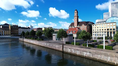 Buildings-in-the-city-near-the-water-Malmo-Sweden