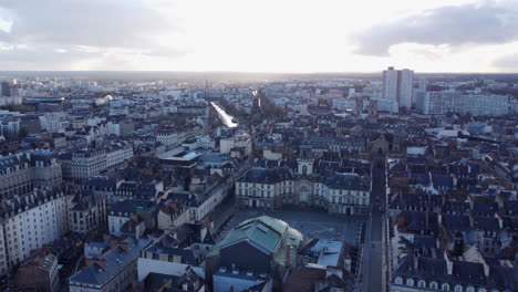 Panoramic-view-of-Rennes-city,-Rennes-City-Hall