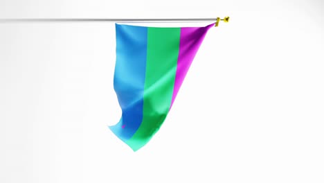 Vertical-video-of-Polysexual-Pride-Flag-flapping-against-white-background