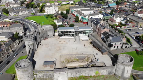 Aerial-View-of-King-John's-Castle,-Landmark-of-Limerick-City-Republic-of-Ireland