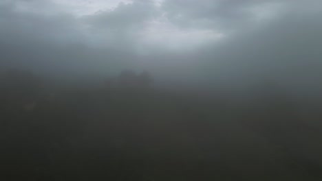 Misty-Fog-Over-Costa-Rica-Jungle-On-Bleak-Overcast-Day,-4K-Drone