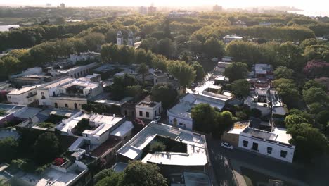 drone-rotate-above-Colonia-del-Sacramento-Uruguay-little-charming-colonial-town