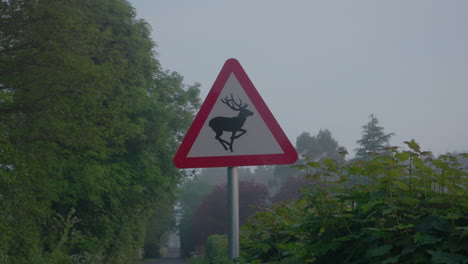 A-Sign-Along-The-Road-Warns-Of-Deer-Crossing