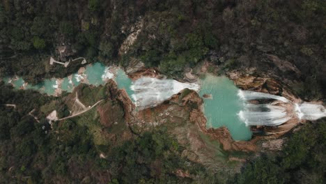 Birds-Eye-view-of-El-Chiflon-Waterfalls-in-Chiapas,-Mexico