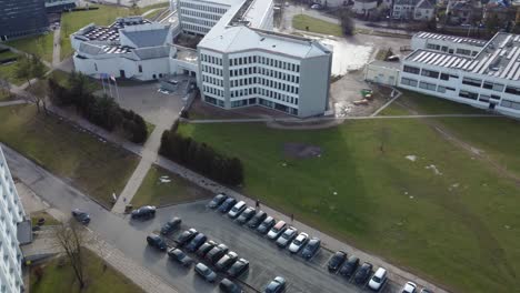 Kaunas-Technology-University-of-sunny-day,-aerial-drone-view