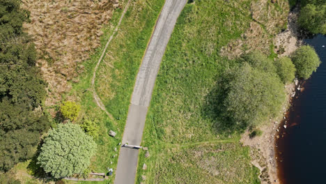 Aerial-view-road-and-grassland