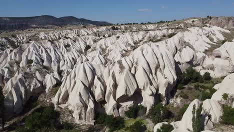 Drone-view-of-Meskendir-Rose-Valley,-Cappadocia-Turkey