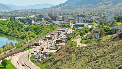 Close-Shot-of-the-CIty-of-Downtown-Kamloops-and-Victoria-Street