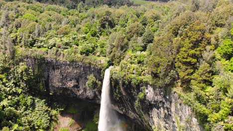 Picturesque-55m-free-leaping-waterfall-located-near-the-surfing-town-of-Raglan,-New-Zealand