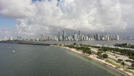 A-quick-aerial-reveal-of-the-city-skyline-in-Miami