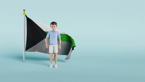 3D-Video-Einer-Halbromantischen-Stolzflagge,-Die-Vor-Blauem-Hintergrund-Weht