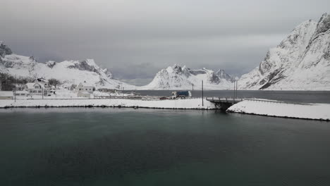 Typical-Red-Cabins-In-Fishing-Village-Of-Reine-In-Lofoten-Islands-During-Winter