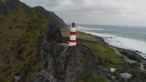 Nicely-located-Cape-Palliser-Lighthouse,-New-Zealand-landmark