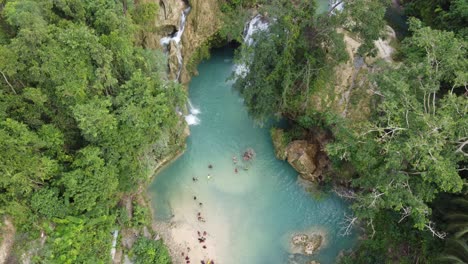 Canyoneering-at-Kawasan-Falls-in-Cebu,-Philippines