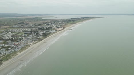 Astounding-Scenic-View-Of-Rosslare-Beach-And-Town-At-Daytime-In-Wexford,-Ireland