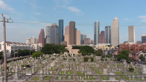 Establishing-shot-of-downtown-Houston-filmed-from-nearby-neighborhood