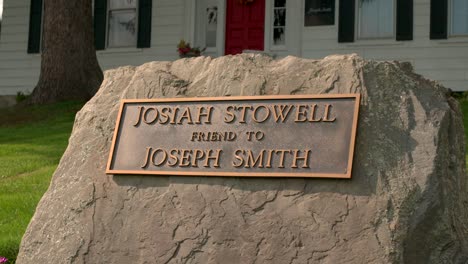 Close-up-on-the-plaque-Original-Historic-House-of-Josiah-Stowell-friend-of-Joseph-Smith-hired-him-for-money-or-Treasure-digging-in-the-early-1820s-where-he-stayed-when-he-got-married