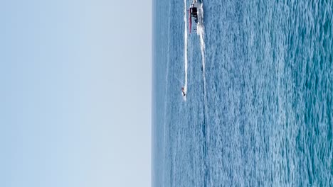 View-of-jet-ski-racing-on-a-crystal-clear-Adriatic-sea,-Croatia