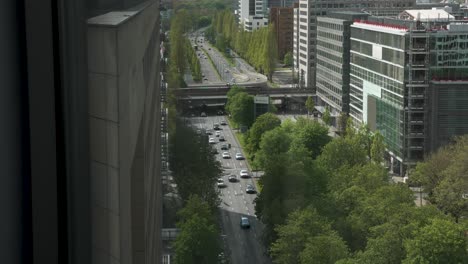 High-Angle-Looking-Down-At-Theodor-Heuss-Allee-Road-And-Light-Traffic