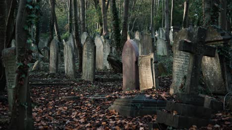 Viejas-Tumbas-Torcidas-En-Un-Cementerio-Inglés
