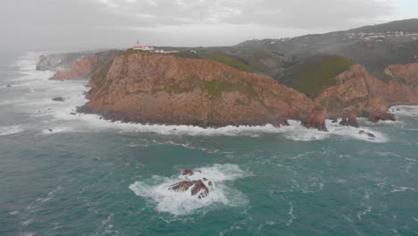 Cabo-da-Roca,-Historical-Castle-in-Western-Portugal-on-Cliffs-over-Atlantic-Ocean