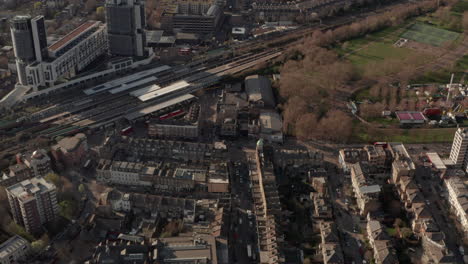 Tight-circling-aerial-shot-of-Finsbury-park-London