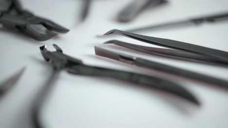 Manicurist-Tools-Used-For-Manicures-By-Beauticians,-Closeup