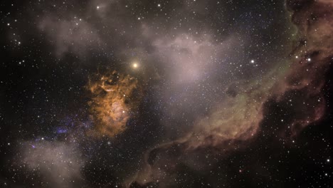 Vista-De-La-Nebulosa-Dorada-En-El-Espacio-Ultraterrestre