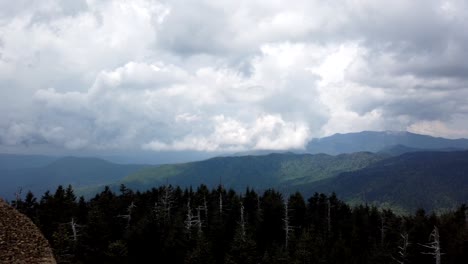 Timelapse-clip-showing-forested-mountains-and-rolling-clouds-in-Great-Smoky-Mountains-National-Park