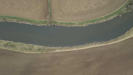River-Slaney-And-Farmland-In-County-Wexford,-Ireland---aerial-top-down