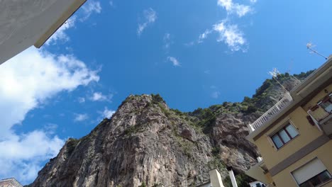 Looking-Up-At-Hills-Of-Amalfi-Coast-In-Italy---low-angle