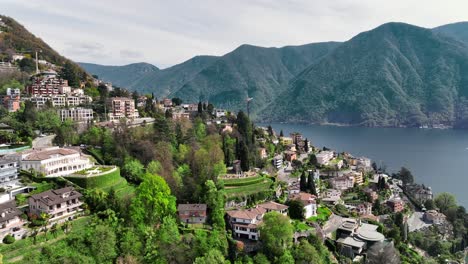 Drone-footage-of-Lugano,-Switzerland