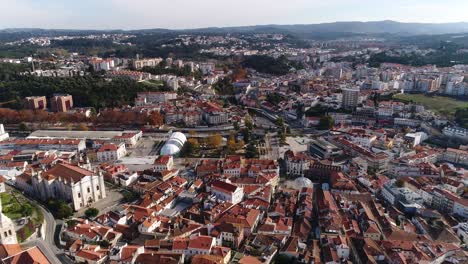 High-angle-view-above-Leiria-with-its-castle-in-the-center